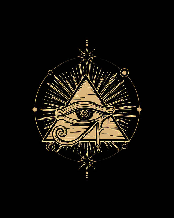 Pirâmide iluminada com céu estrelado - simbolismo de conhecimento